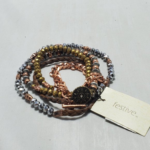 Buckle tricolor wrap bracelet or can be a necklace - Picture 2 of 14